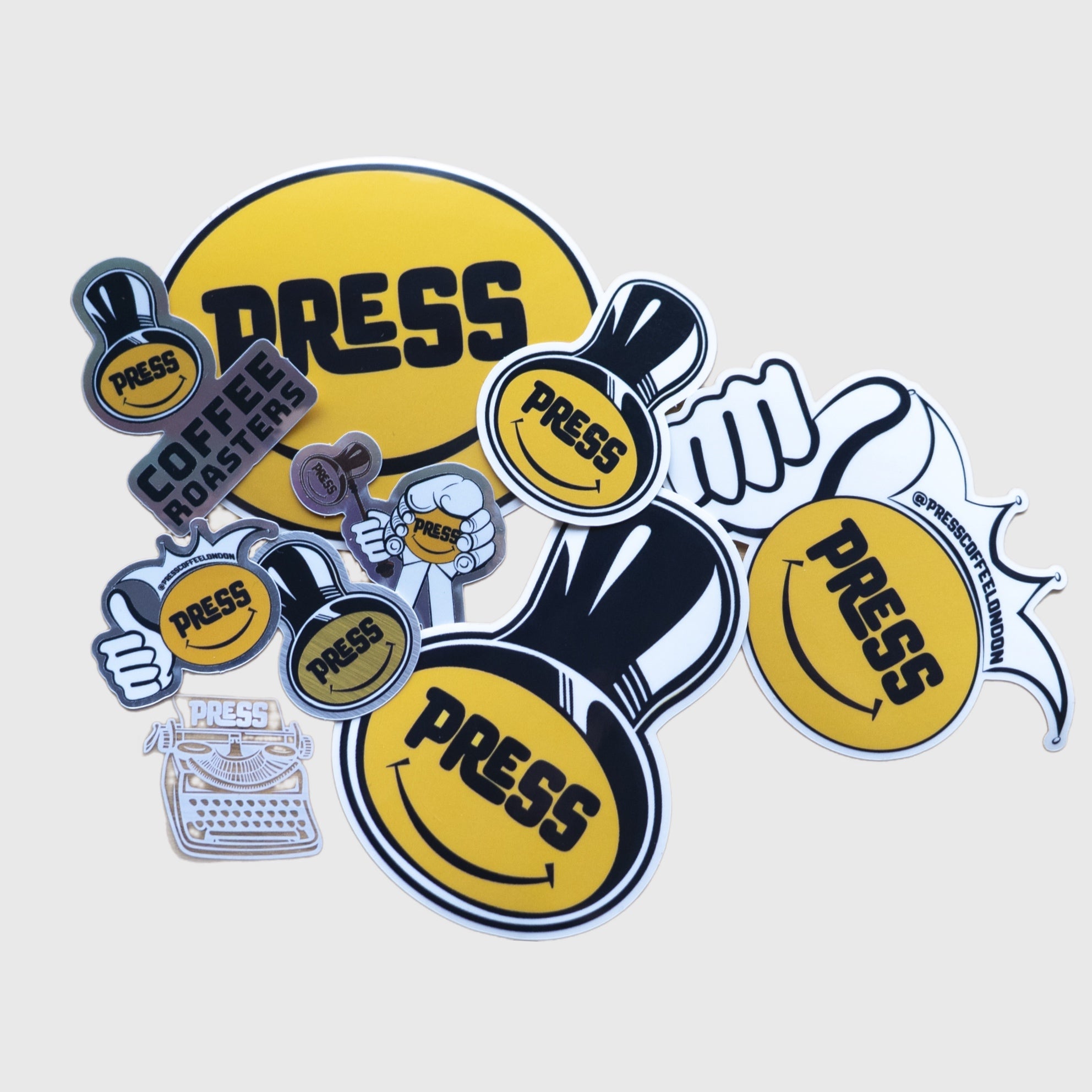 Full sticker pack of all press coffee rosters stickers 
